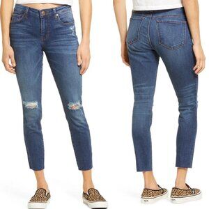 Nordstrom Distressed Jeans Raw Hem Crop Size 25 STS Blue Emma Mid Rise Denim‎